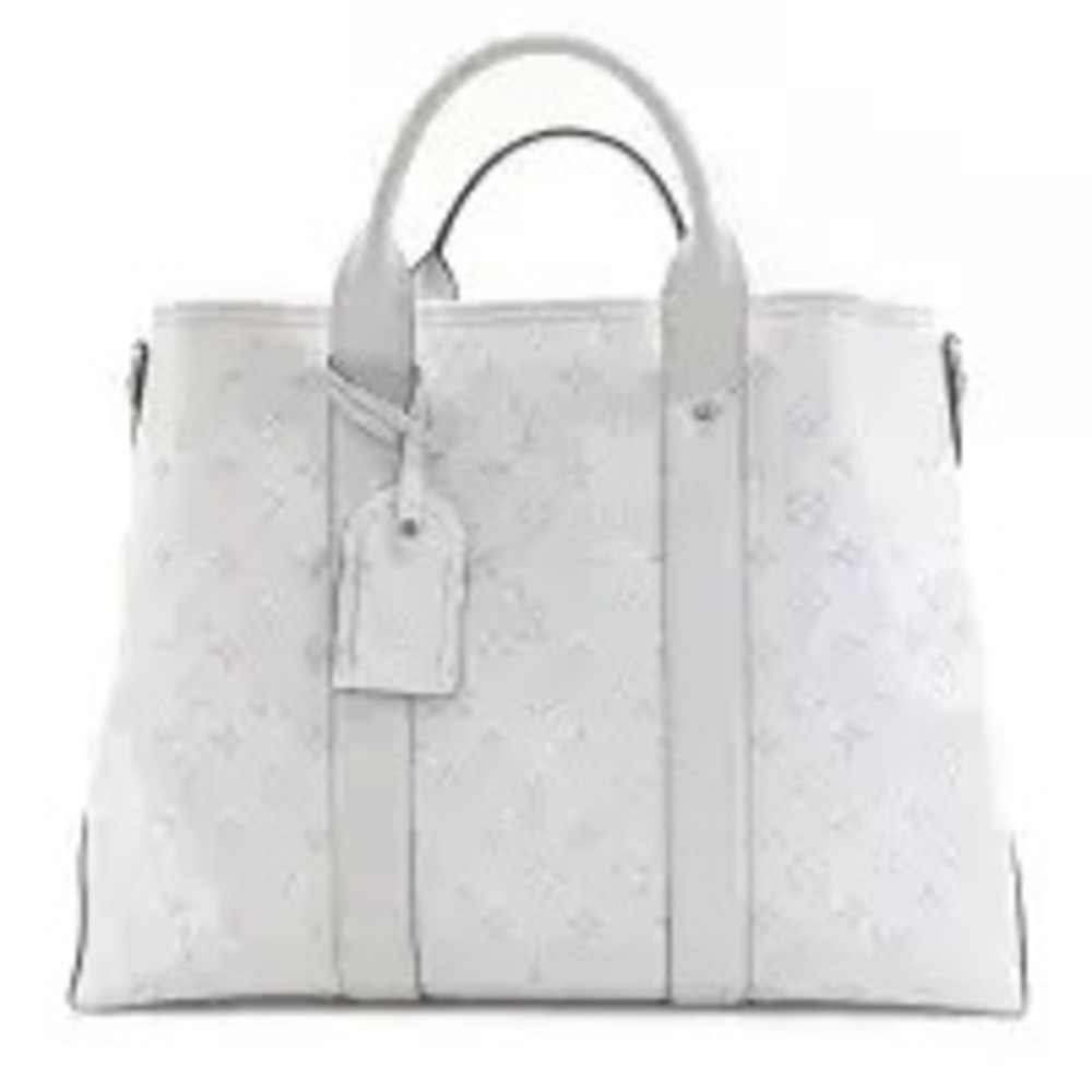 Louis Vuitton Weekend Optic Tote Bag Monogram Canvas Taiga Bag Leather White